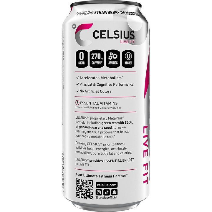 Celsius Live Fit Essentials Energy Drink Sparkling Strawberry Dragonfruit 16 Fl Oz — view 4