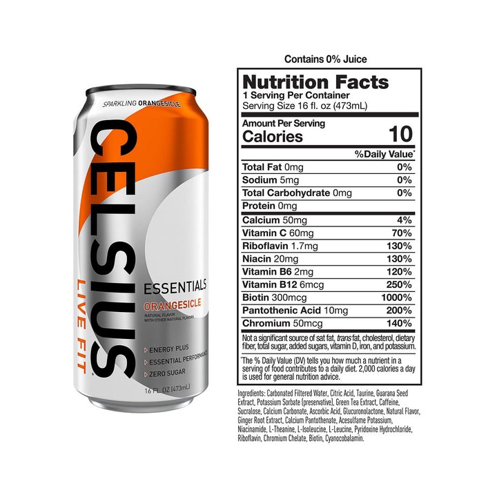 Celsius Live Fit Essentials Energy Drink Sparkling Orangesicle16 Fl Oz — view 3
