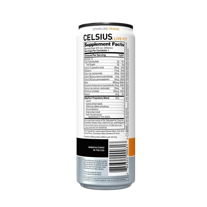 Celsius Live Fit Sparkling Energy Drink Orange 12 Fl Oz — view 2