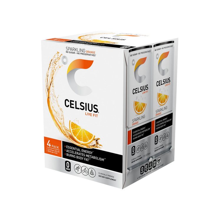 Celsius Live Fit Sparkling Energy Drink Orange 12 Fl Oz, 4 Ct — view 3