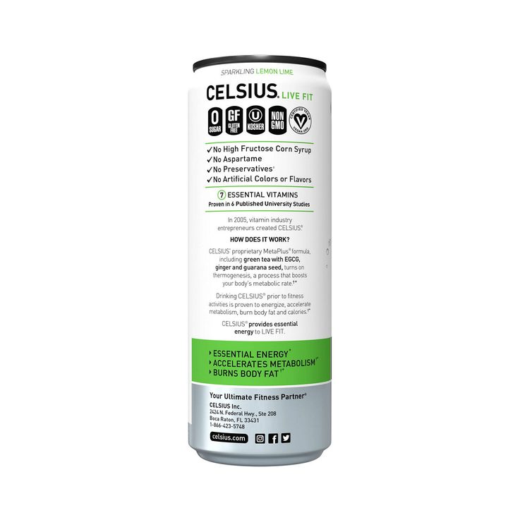 Celsius Live Fit Energy Drink Sparkling Lemon Lime 12 Fl Oz — view 2