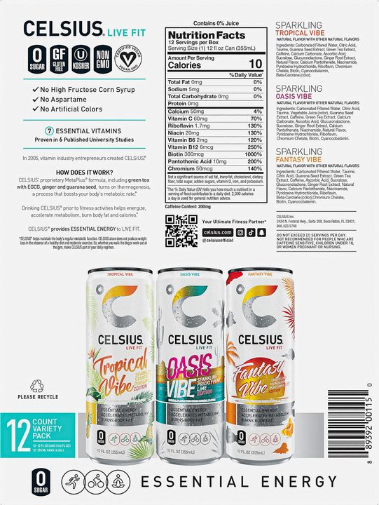 Celsius Live Fit Energy Drink Variety 12 Fl Oz, 12 Count — view 3