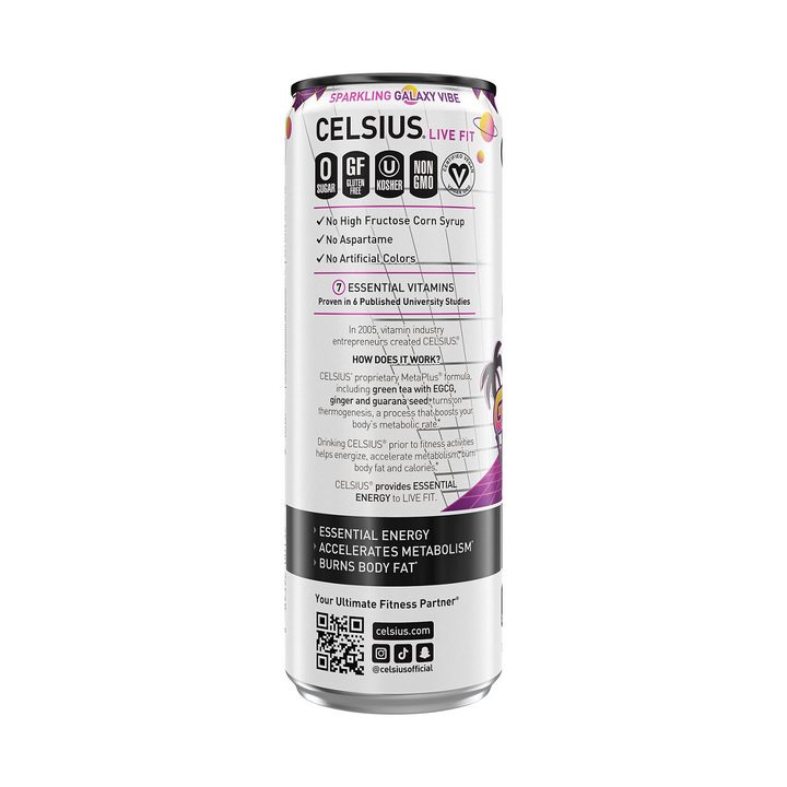 Celsius Live Fit Galaxy Vibe Energy Drink Sparkling Strawberry Watermelon 12 Fl Oz — view 2