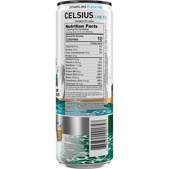 Celsius Live Fit Zero Sugar Energy Drink Sparkling Pina Colada 12 Fl Oz — view 2