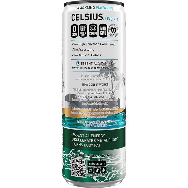 Celsius Live Fit Zero Sugar Energy Drink Sparkling Pina Colada 12 Fl Oz — view 3
