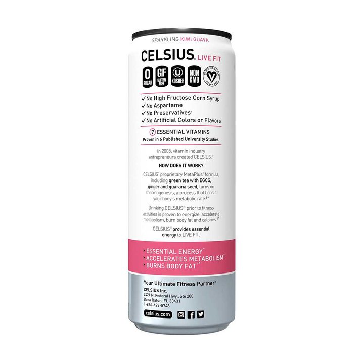 Celsius Sparkling Kiwi Guava Energy Drink, 12 fl oz — view 2