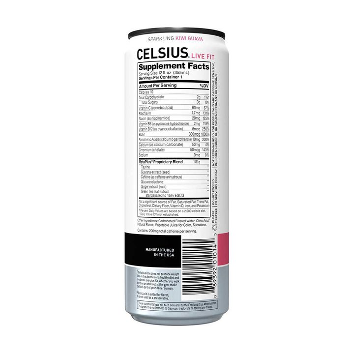 Celsius Sparkling Kiwi Guava Energy Drink, 12 fl oz — view 4
