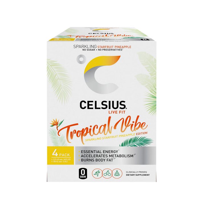 Celsius Live Fit Energy Drink Sparkling Tropical Vibe 12 Fl Oz, 4 Count — view 2