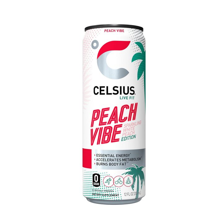 Celsius Live Fit Energy Drink Sparkling Peach Vibe 12 Fl Oz, 4 Count — view 4