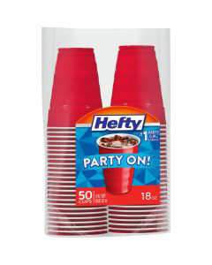 Hefty Party On! 18 oz Plastic Cups, 50 ct Bag