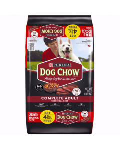Purina Dog Chow Dry Dog Food, Complete Adult With Real Beef - 35 lb. Bag