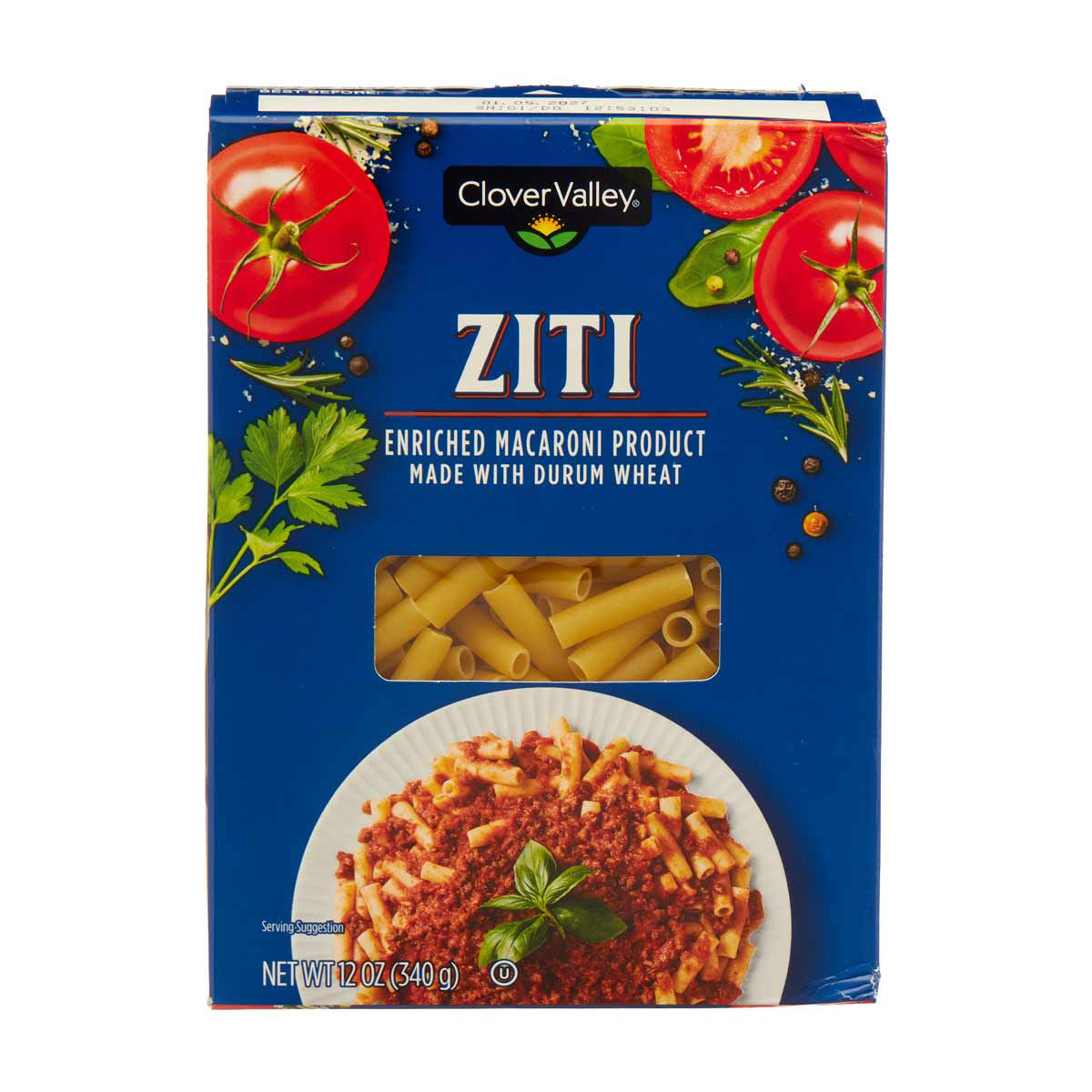 Clover Valley Ziti Enriched Macaroni Pasta, 12 oz