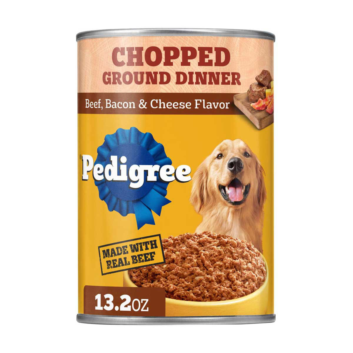 Pedigree Chopped Ground Dinner Adult Wet Dog Food Beef Bacon & Cheese Flavor, 13.2 oz. Can