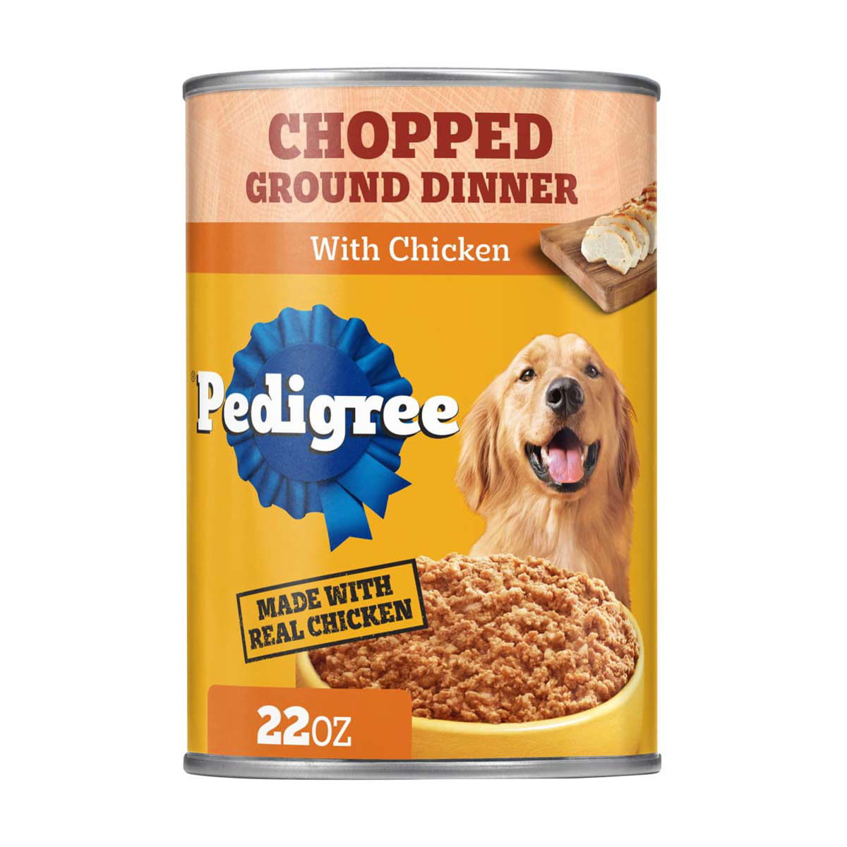 Pedigree Chopped Ground Dinner Adult Soft Wet Dog Food With Chicken, 22 oz. Can