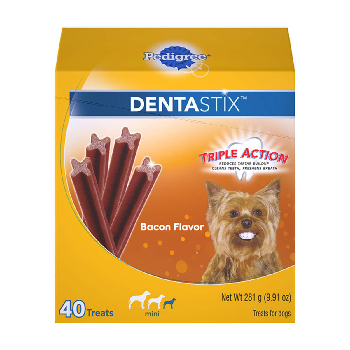 Pedigree Dentastix Mini Dental Dog Treats, Bacon Flavor, 40 ct