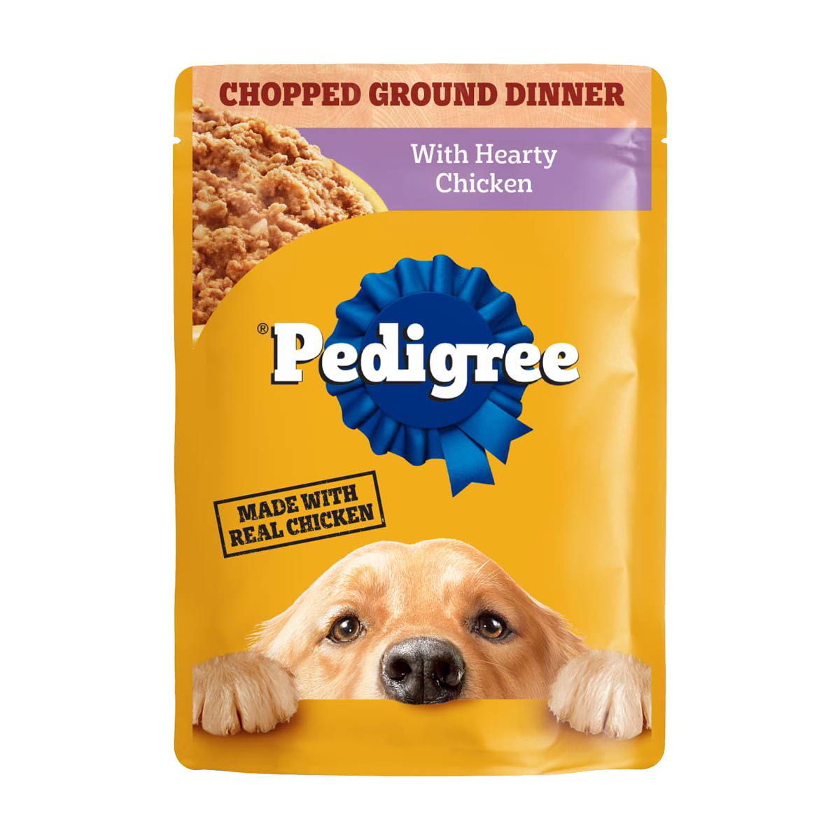 Pedigree Chopped Ground Dinner With Hearty Chicken Adult Soft Wet Dog Food Pouch, 3.5 oz