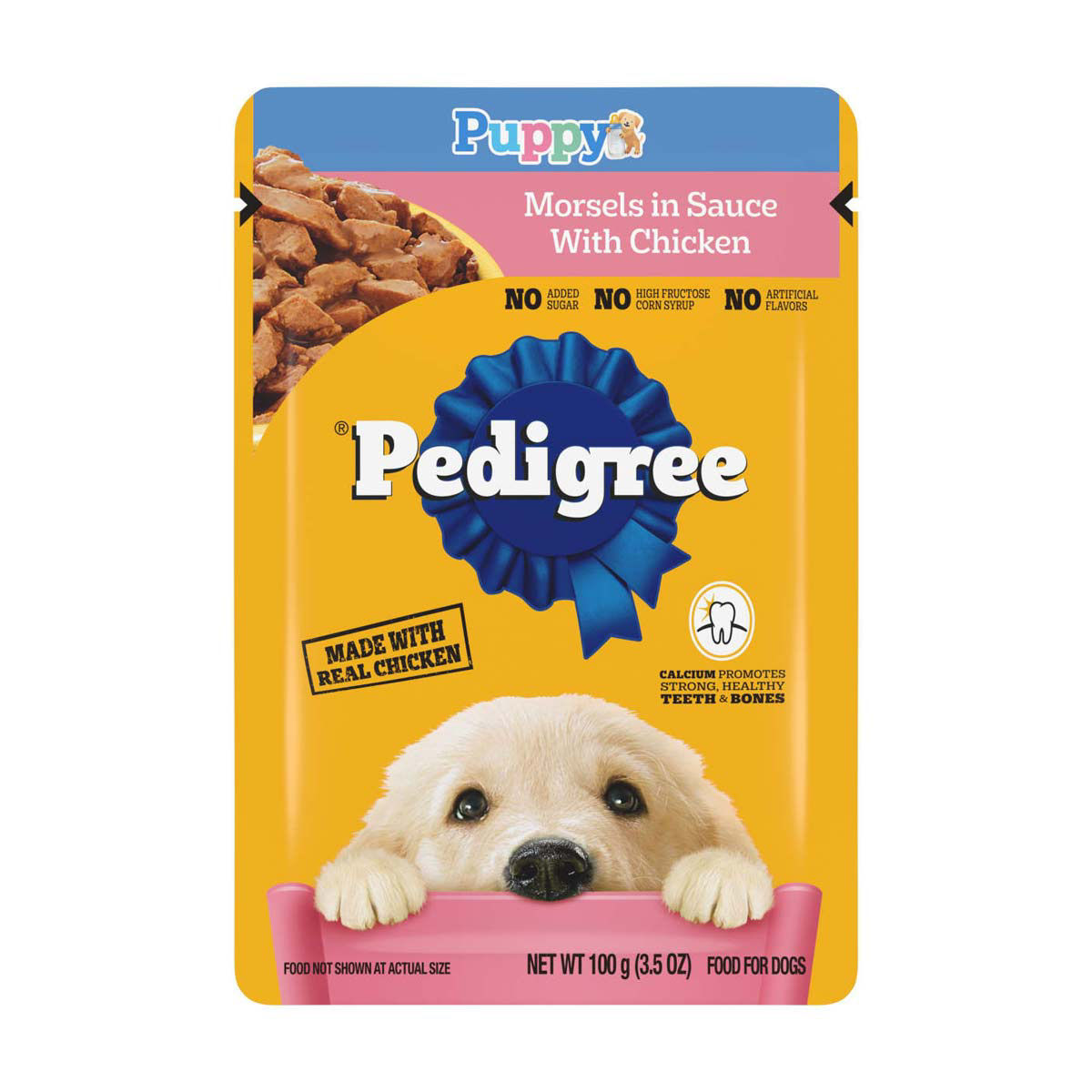 Pedigree Puppy Morsels in Sauce With Chicken Wet Dog Food Pouch, 3.5 oz