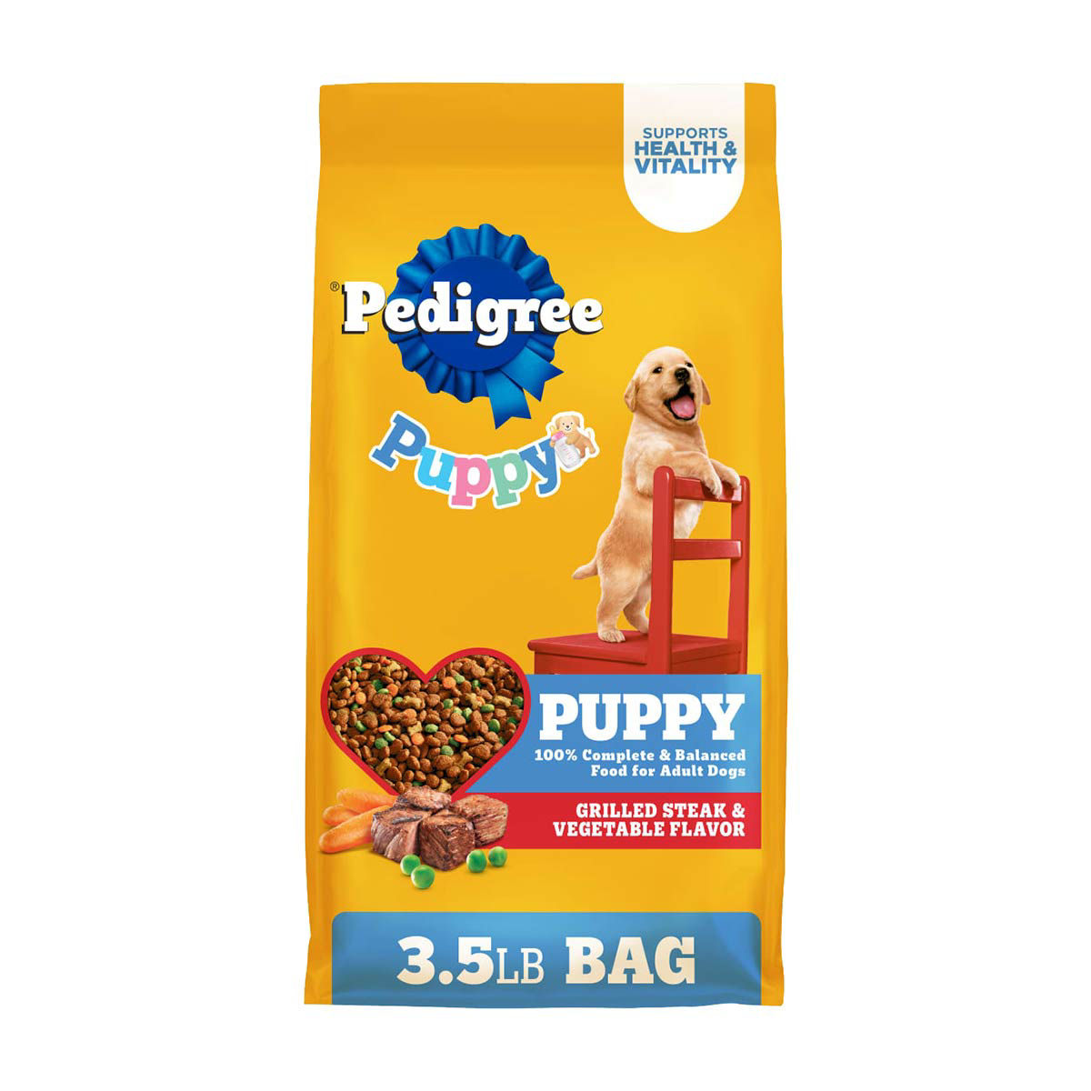 Pedigree Puppy Dry Puppy Food, Grilled Steak and Vegetable Flavor, 3.5 lb. Bag