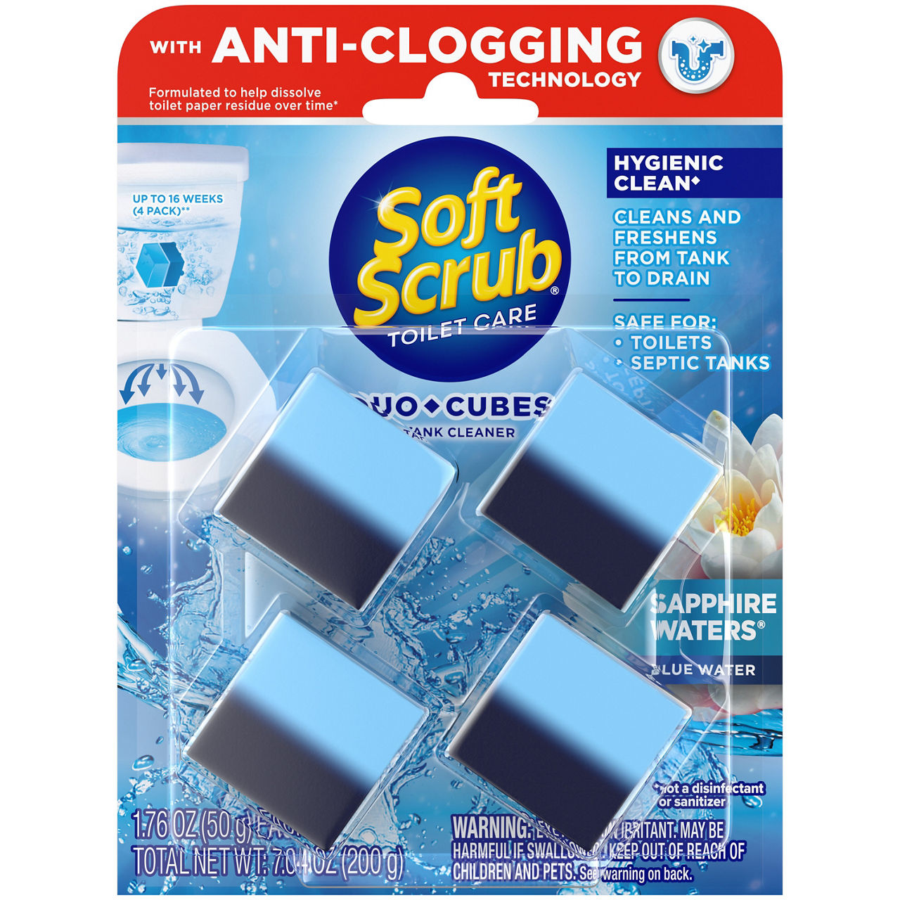 Soft Scrub DuoCubes In-Tank Toilet Cleaner, 4ct, Sapphire Waters