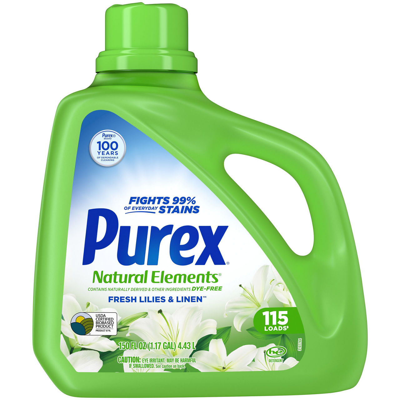 Purex Natural Elements Liquid Laundry Detergent, Fresh Lilies & Linen, 150 fl oz, 115 Loads