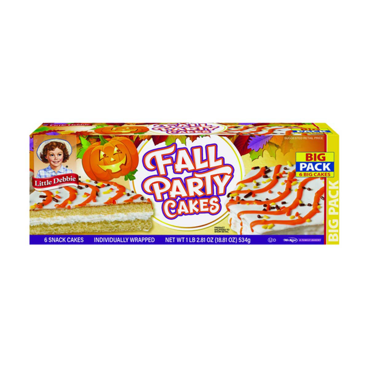 Little Debbie Fall Party Cakes vanilla Big Pack, 18.81 oz