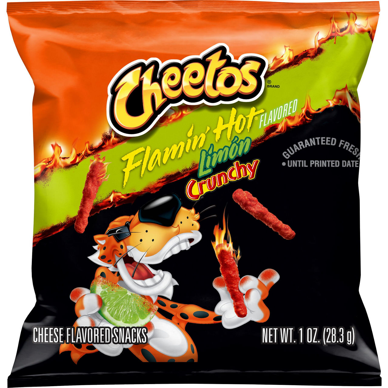 Cheetos Crunchy Cheese Flavored Snacks Flamin' Hot Limon Flavored 1 Oz