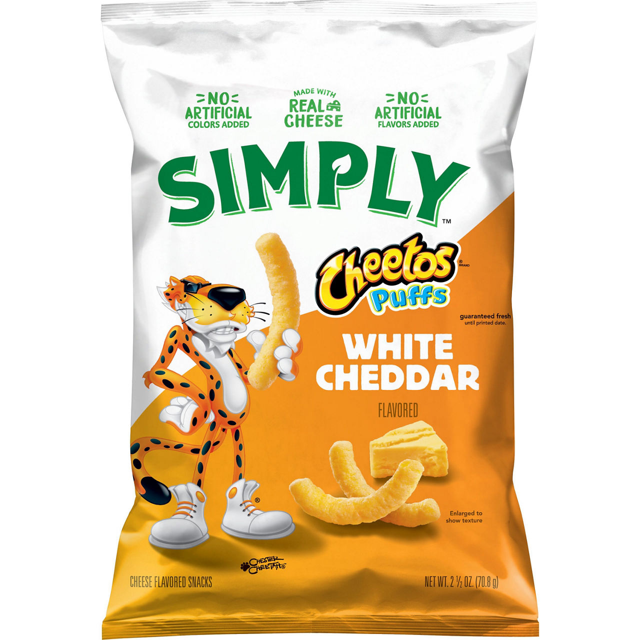 Cheetos Simply Puffs Cheese Flavored Snacks, White Cheddar, 2 1/2 oz