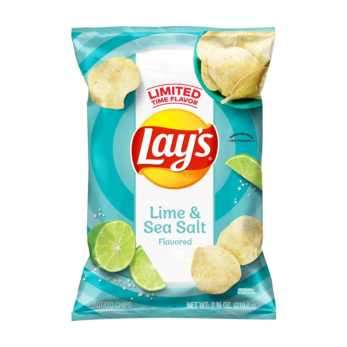 Lay's Potato Chips, Lime & Sea Salt Flavored, 7.75 oz