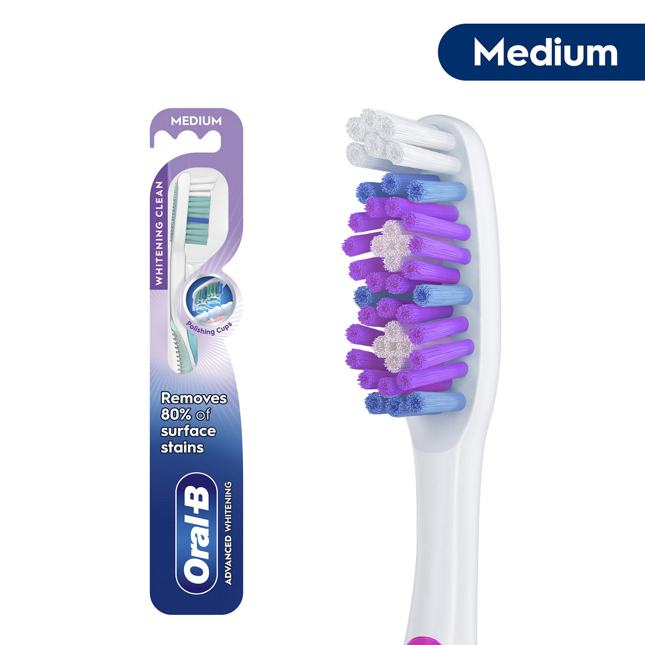Oral-B Advanced Whitening Toothbrush, Medium, 1 Count