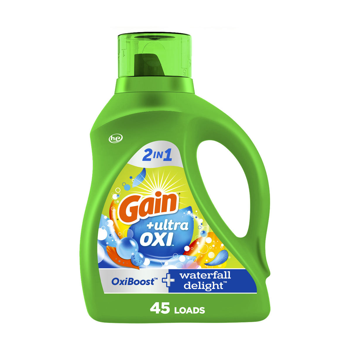 Gain Ultra Oxi Liquid Laundry Detergent, Waterfall Delight Scent, 65 fl oz