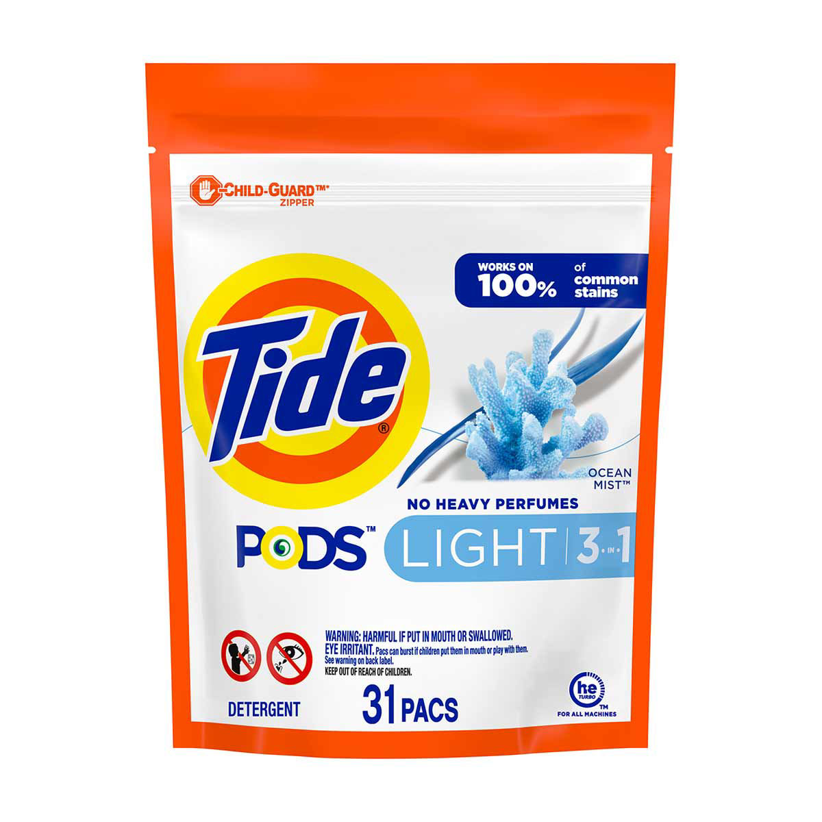 Tide Pods Light Laundry Detergent - Ocean Mist, 31 ct
