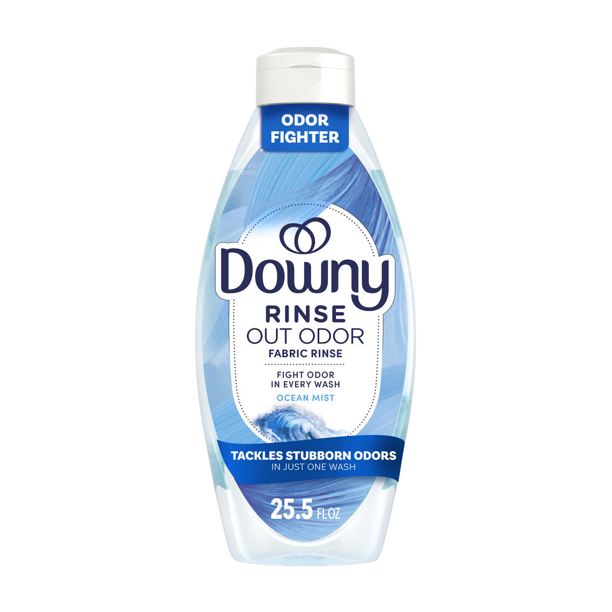 Downy Rinse & Refresh Laundry Odor Remover and Fabric Softener, Ocean Mist, 25.5 fl oz., Safe On All Fabrics, HE Compatible