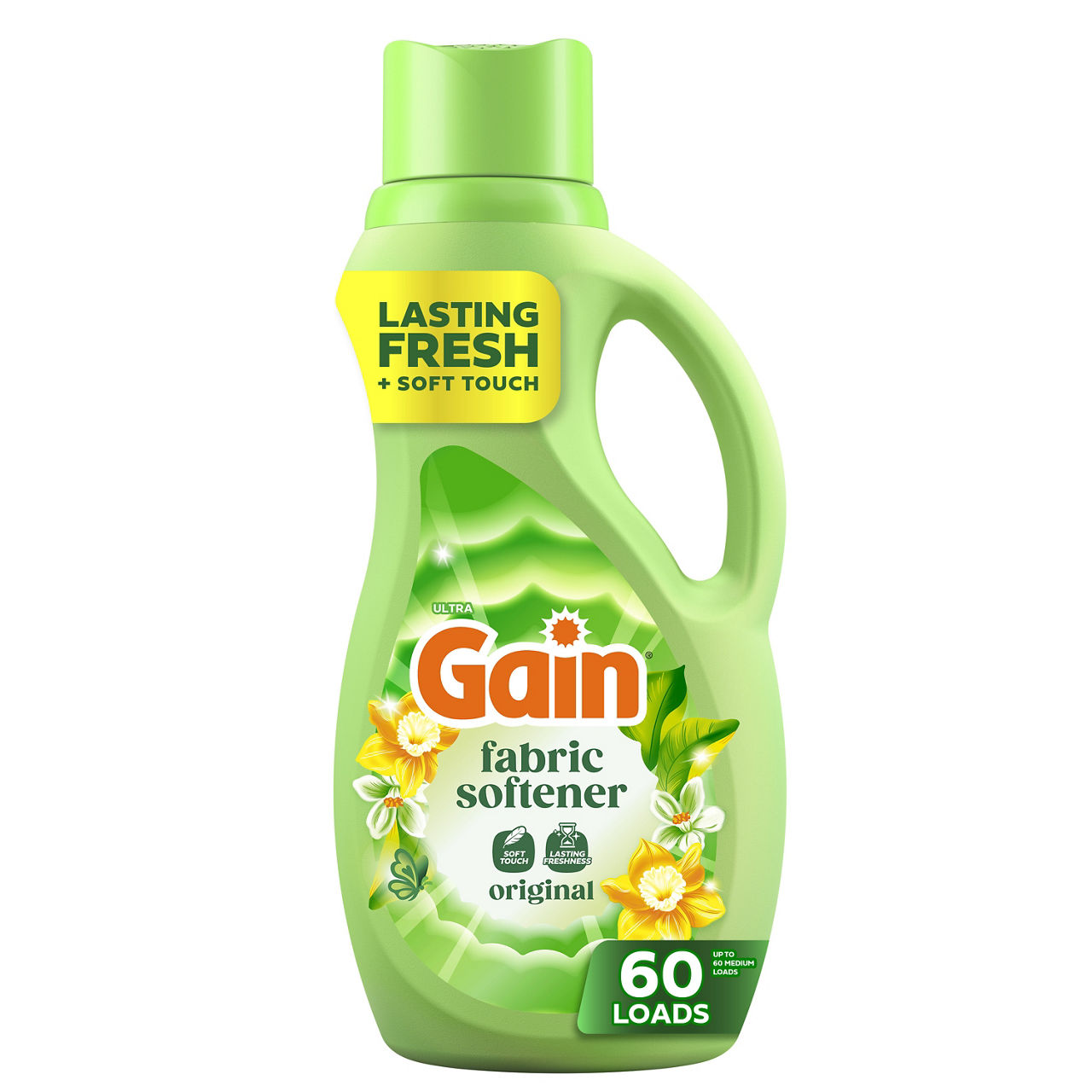 Gain Liquid Fabric Softener, Original Scent, 44 FL OZ LIQ., 60 Loads, Smooth Touch - softness you can feel