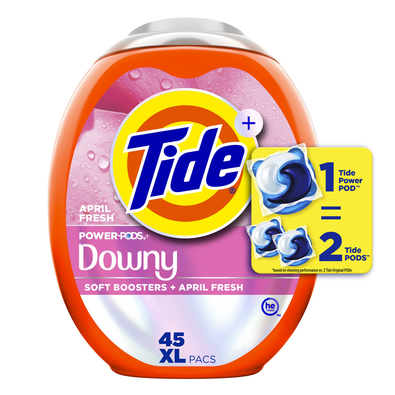 Tide Power PODs + Downy Laundry Detergent Pods, 45 Count, Soft Boosters + April Fresh