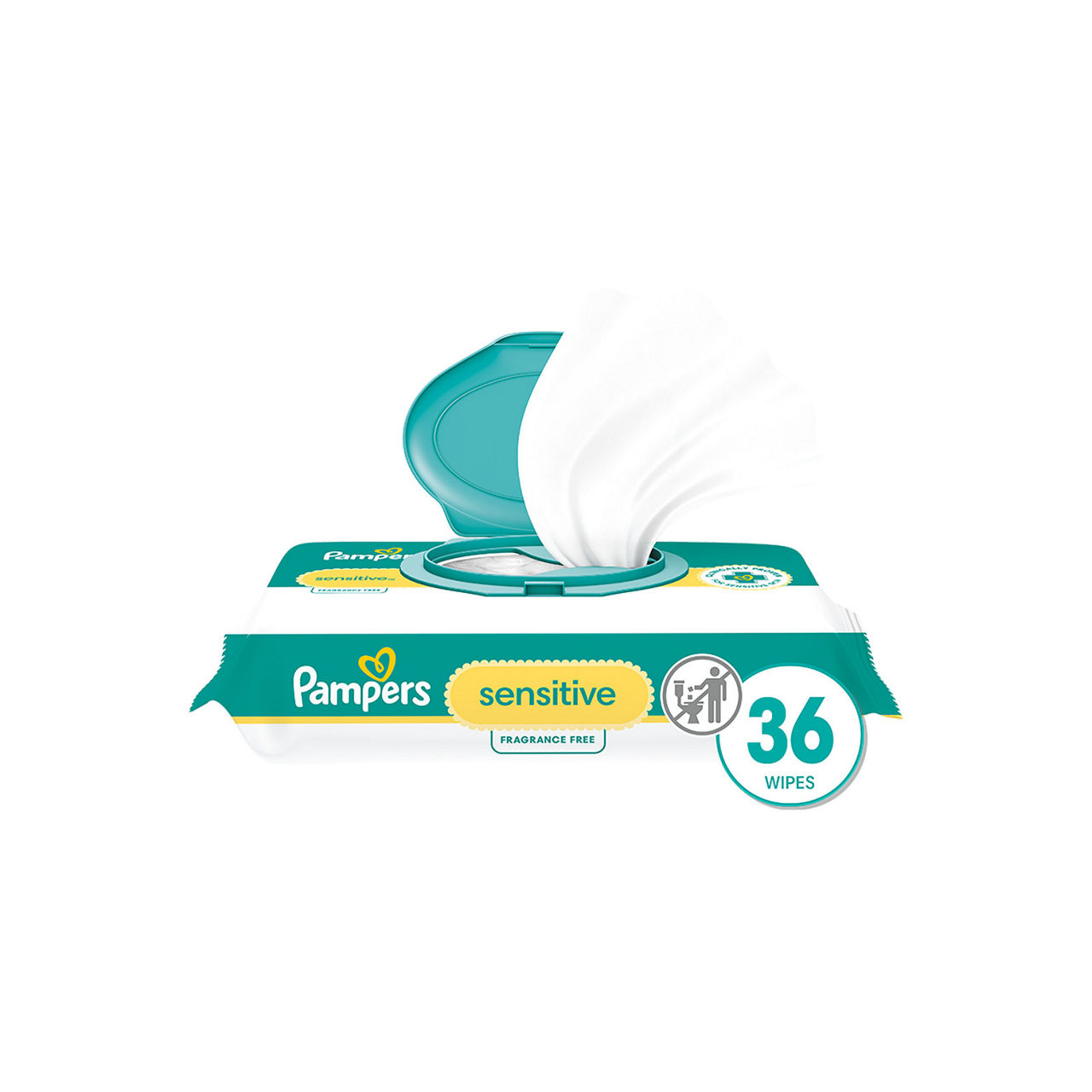Pampers Sensitive Baby Wipes, Clinically Proven, Water Based, Hypoallergenic and Unscented Baby Wipes, 36 Baby Wipes Total (1X Flip-Top Packs)