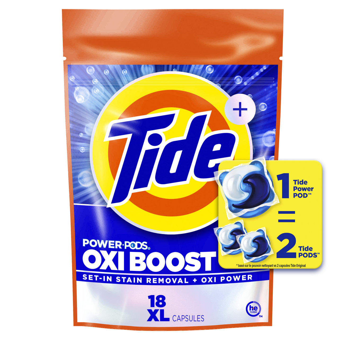 Tide Oxi Boost Power PODS Laundry Detergent Pods, 18 Count, Stain Remover Plus Oxi Power