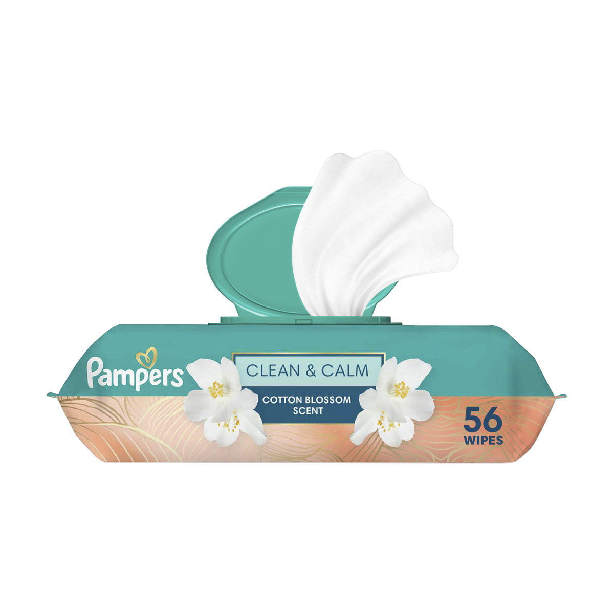Pampers Wipes, Clean & Calm, Cotton Blossom Scent, 56 Wipes Total (1X Pop-Top Packs)