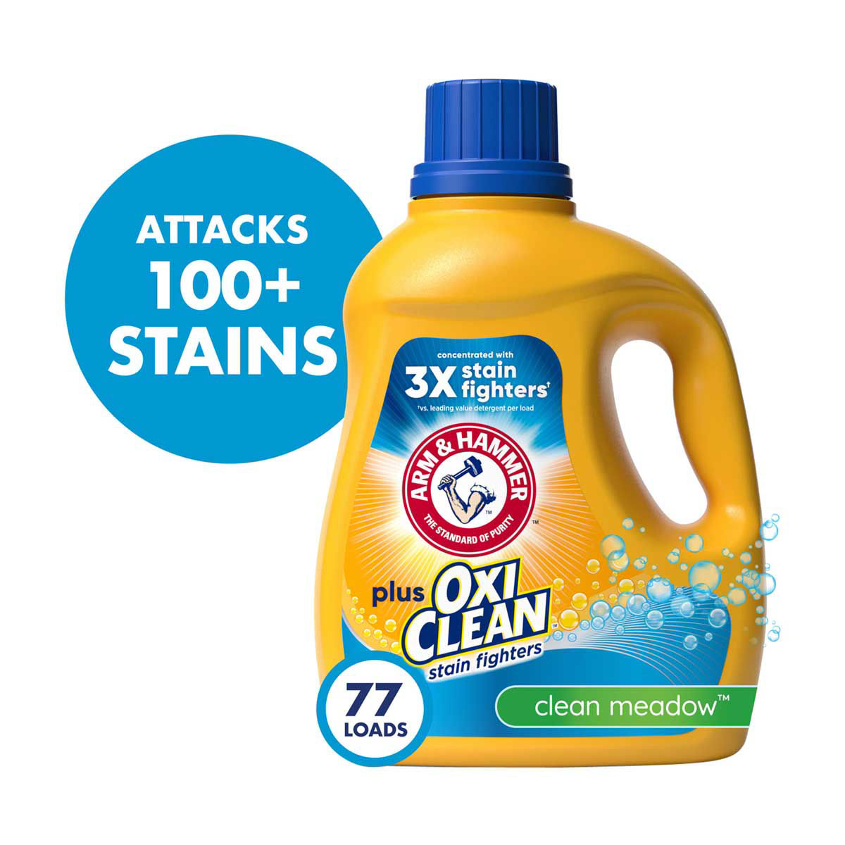 ARM & HAMMER Plus OxiClean Clean Meadow, 77 Loads Liquid Laundry Detergent, 100.5 fl oz