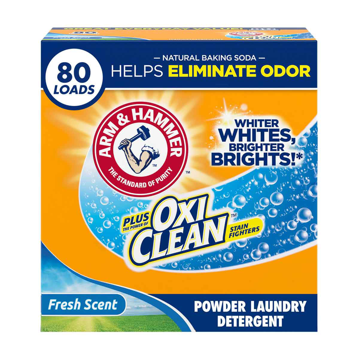 ARM & HAMMER Plus OxiClean Powder Laundry Detergent, Fresh Scent, 80 Loads