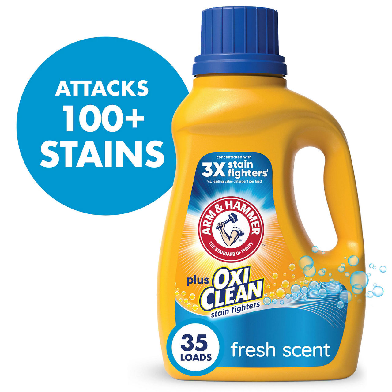 ARM & HAMMER Plus OxiClean Ultra Stain Fighters Liquid Laundry Detergent, Stain Remover for Clothes, Fresh Scent, 35 Loads, 45.5 Fl Oz