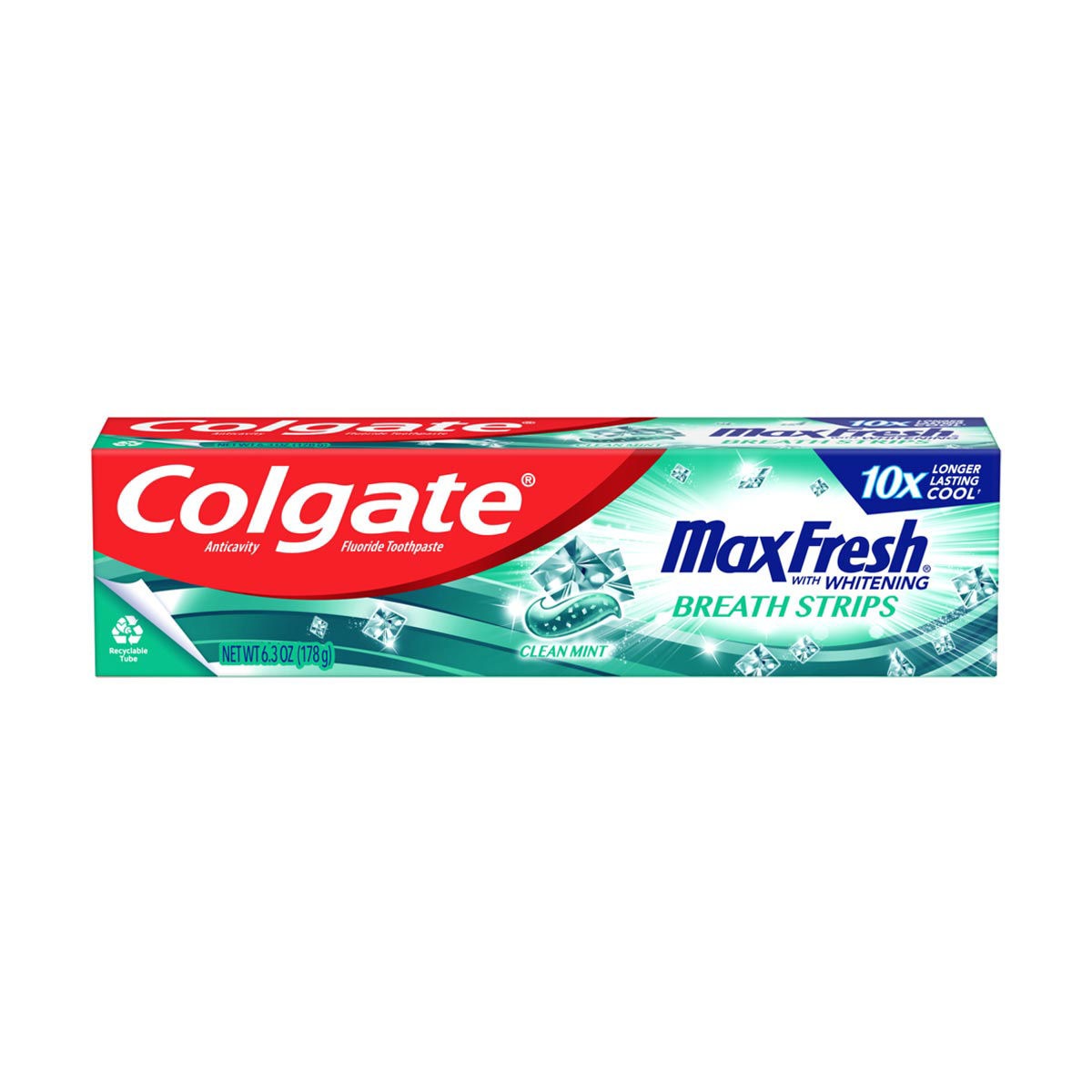 Colgate Max Fresh Whitening Toothpaste with Mini Breath Strips - Clean Mint, 6.3 oz