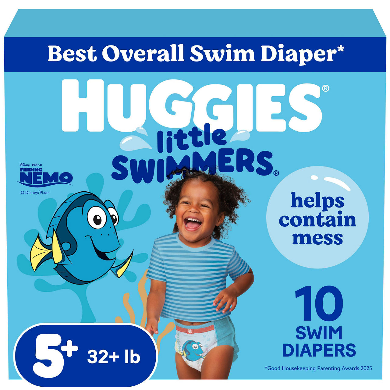 Huggies Little Swimmers Disposable Swim Diapers, Size 5-6 (32+ lbs), 10 Ct