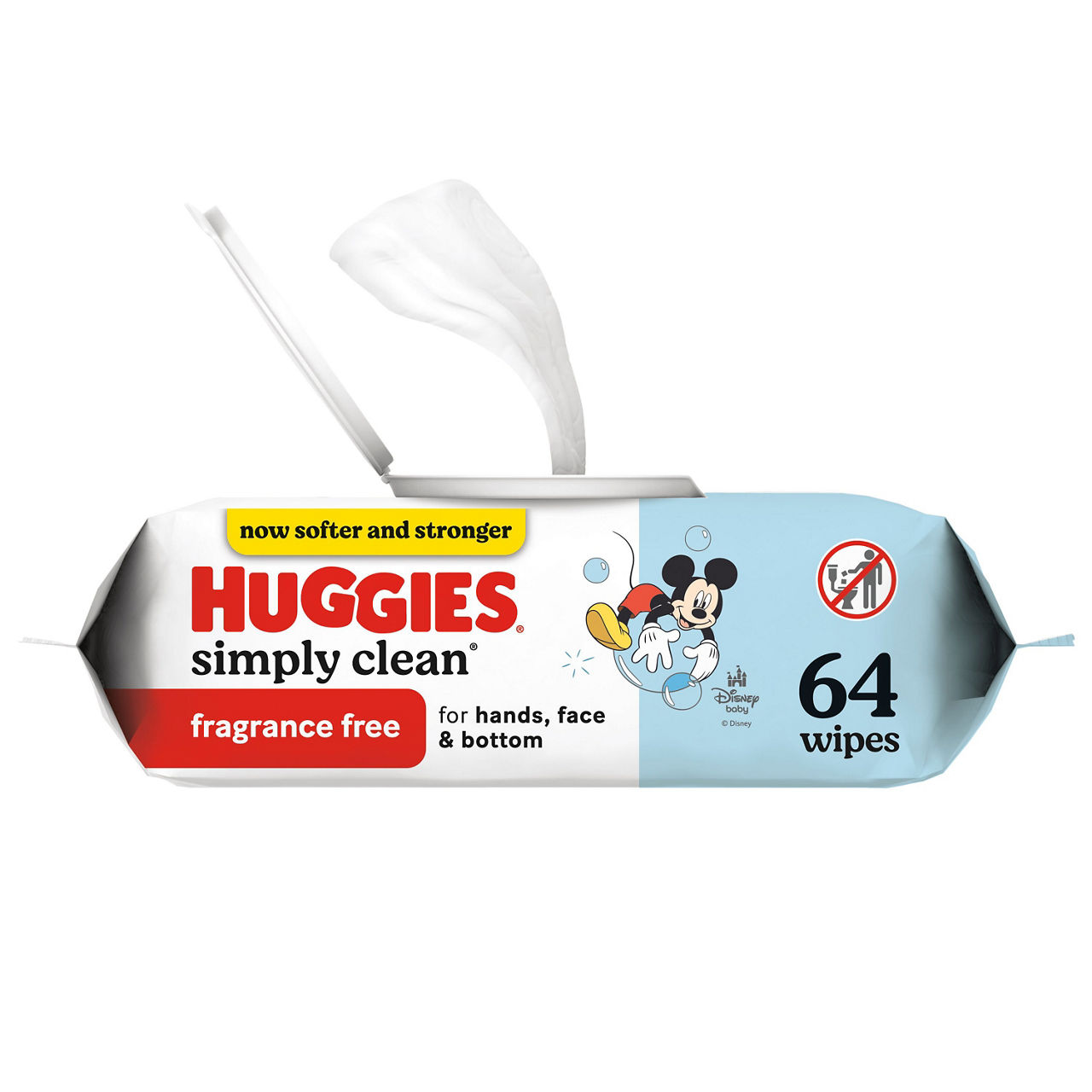 Huggies Simply Clean Unscented Baby Wipes, 1 Flip-Top Pack (64 Wipes Total)