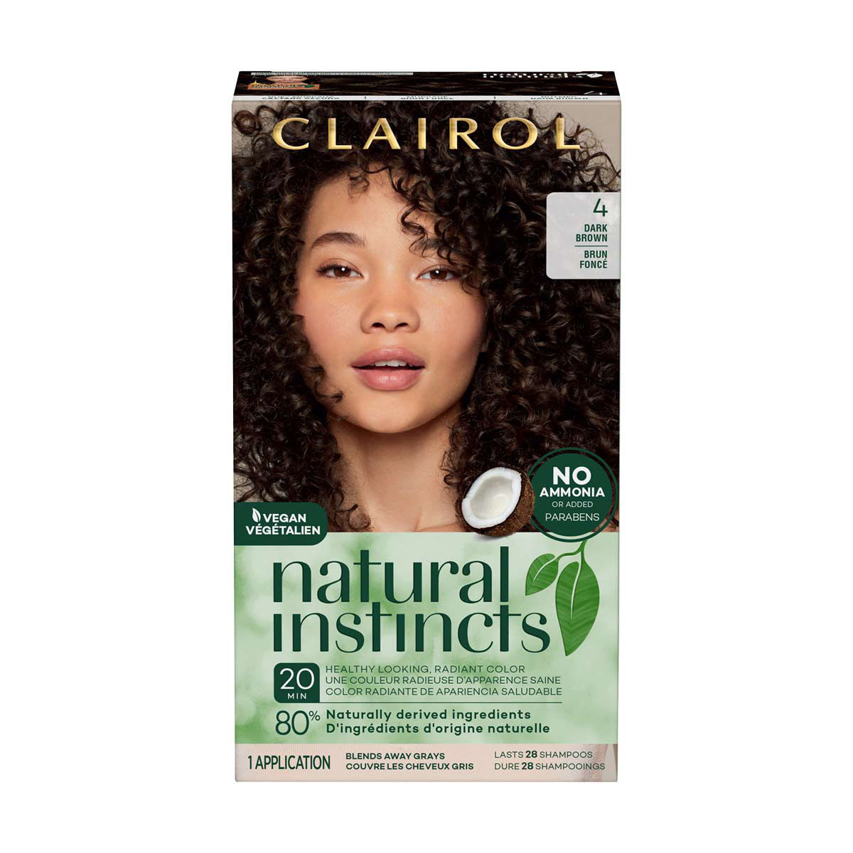 Clairol Natural Instincts Hair Color Kit, 4 Dark Brown