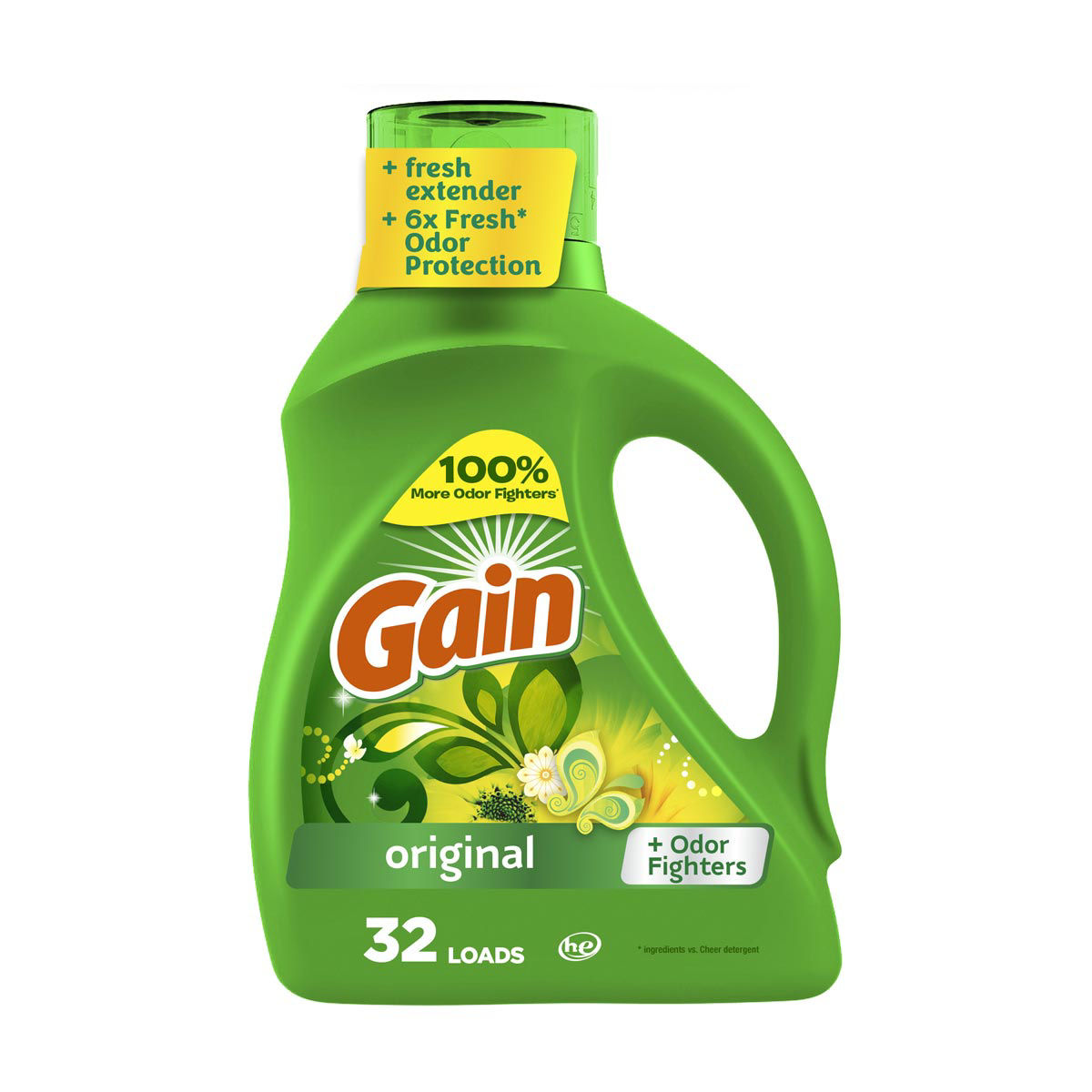 Gain Liquid Laundry Detergent, Original Scent, 46 fl oz, 32 loads, Freshness + Odor Fighting, Laundry Detergent Liquid Soap, HE compatible