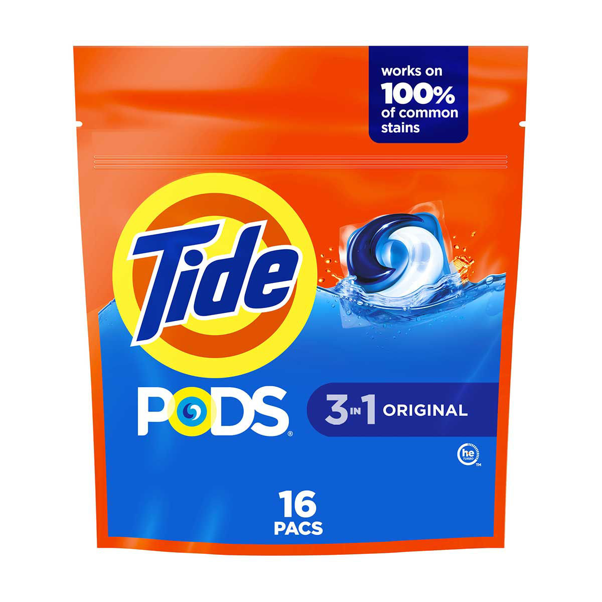 Tide PODS Laundry Detergent Pacs, Original Scent, 16 Count, Powerful 3-in-1 Clean in one Step, HE Compatible