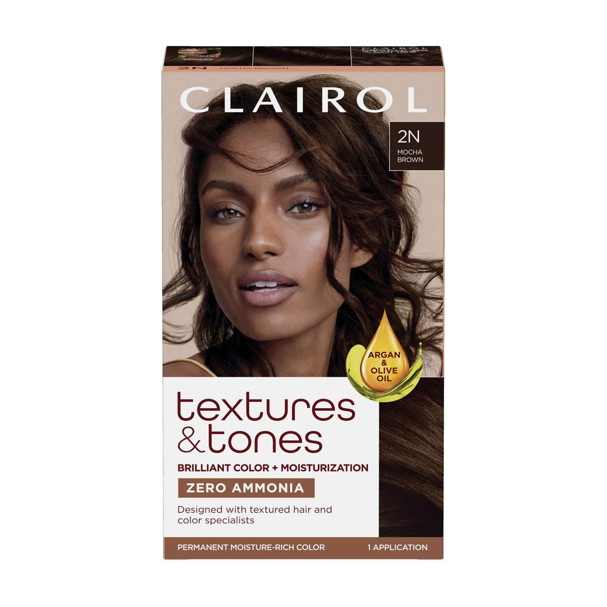 Clairol Textures & Tones Permanent Hair Color, 2N Mocha Brown