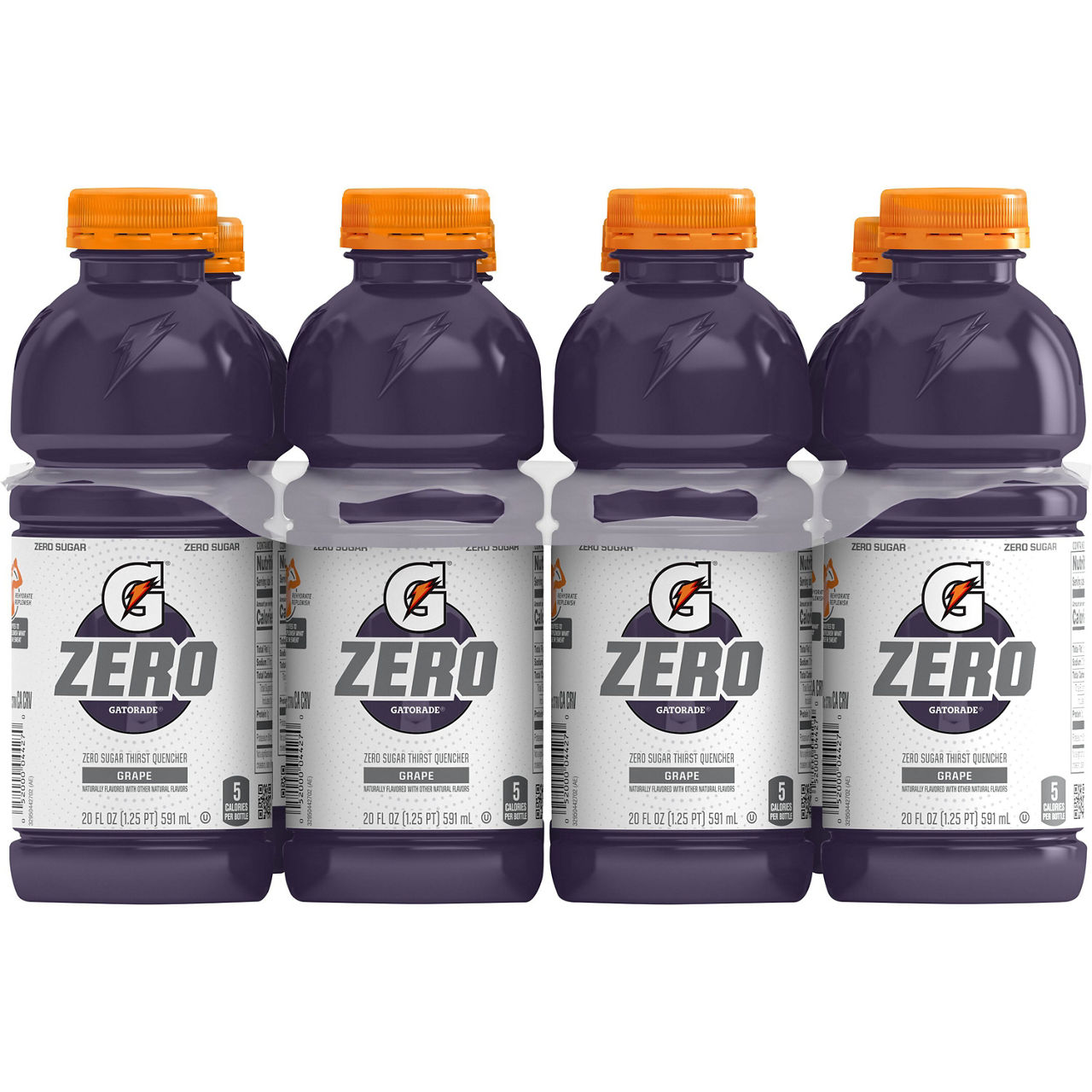 Gatorade Zero Zero Sugar Thirst Quencher Grape 20 Fl Oz, 8 Count
