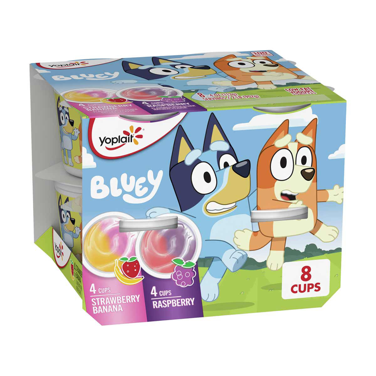Yoplait Bluey Assorted Raspberry and Strawberry Banana Yogurt 4 oz. Cups, 8 pk