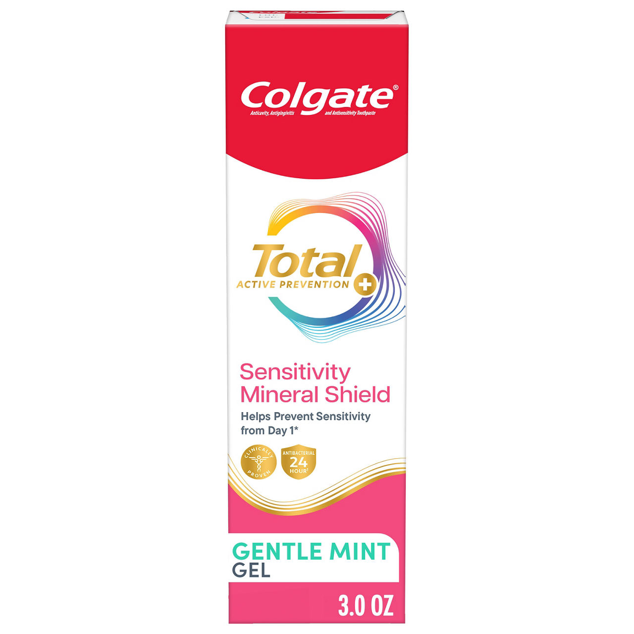 Colgate Total Active Prevention Sensitivity Mineral Shield Mint Toothpaste, Gentle Mint, 3 oz